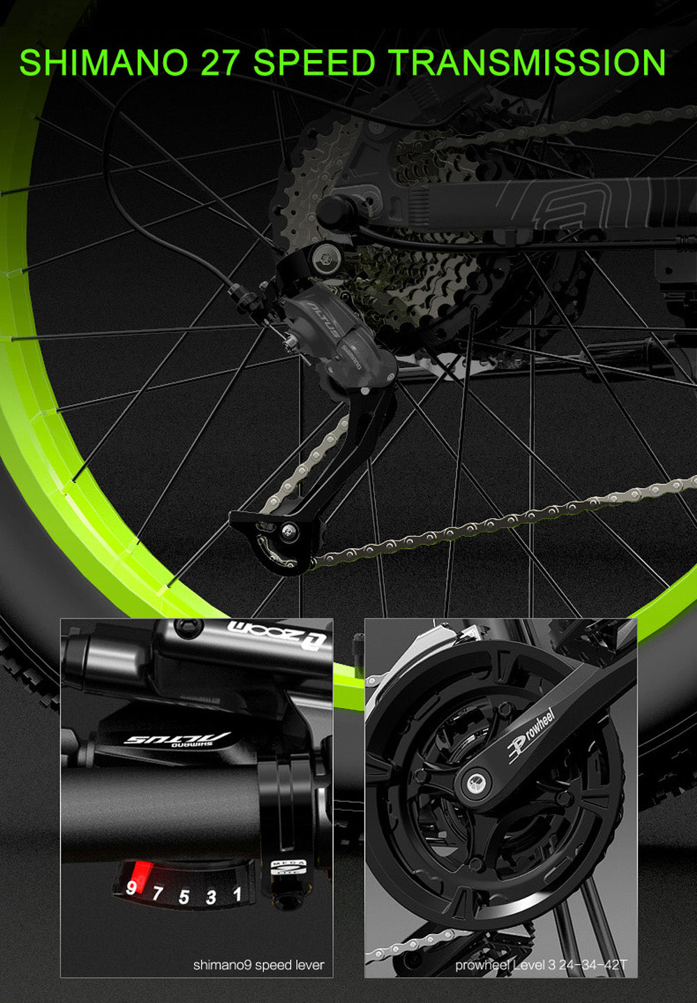 Lankeleisi XT750Plus 1000W Powerful Electric Fat Tire Bike, 5 Level Pedal Assist, 48V 14.5A/17.5A Stor Kapacitet Litium Batteri, anta Dubbel axel suspension nedförsbacke gaffel
