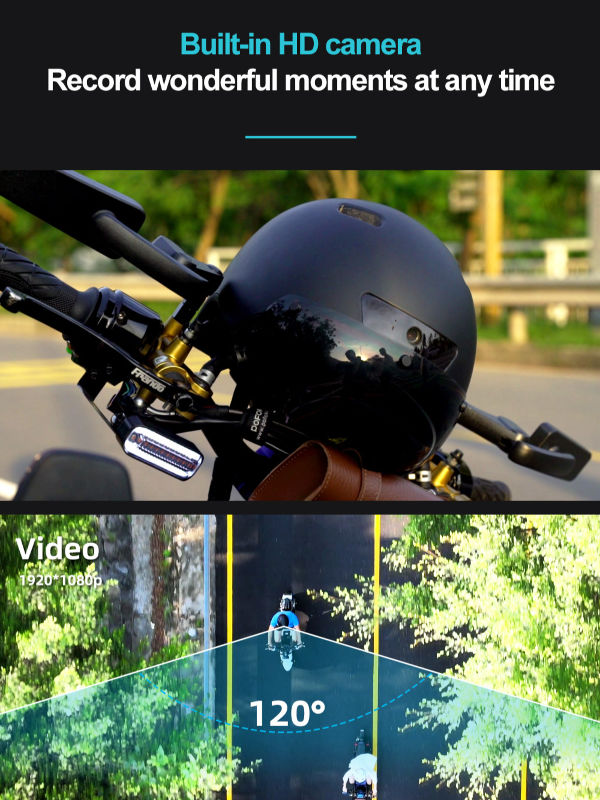 Bluetooth Calling Smart Helmet med inbyggd körning Recorder Camera, Detachable Visor, Turn Signal Taillight, för Urban Commuter