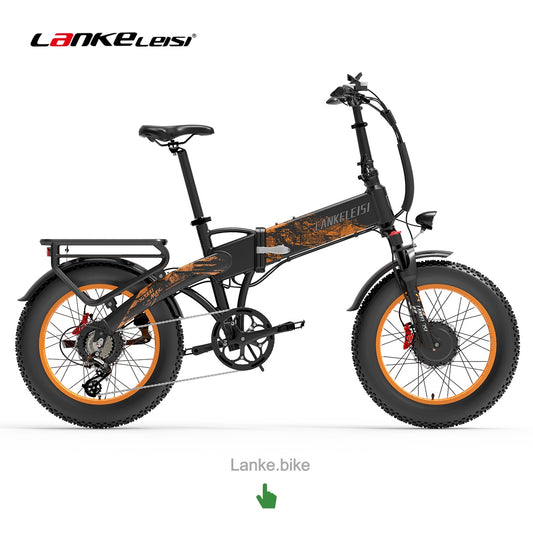 LANKELEISI X2000 MAX Dubbelmotorig hopfällbar elektrisk fatbike – 1000W per motor (2000W totalt, EU: 250W per motor), 48 km/h topphastighet, 48V 20Ah Samsung-batteri, 130 km räckvidd, 20" breda däck
