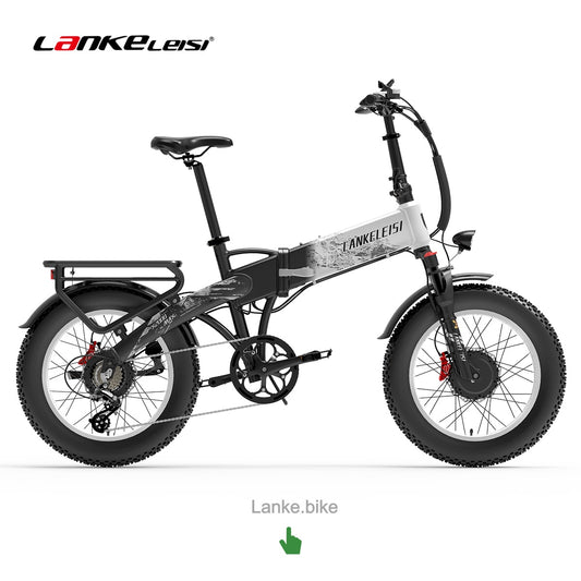 LANKELEISI X2000 MAX Dubbelmotorig hopfällbar elektrisk fatbike – 1000W per motor (2000W totalt, EU: 250W per motor), 48 km/h topphastighet, 48V 20Ah Samsung-batteri, 130 km räckvidd, 20" breda däck
