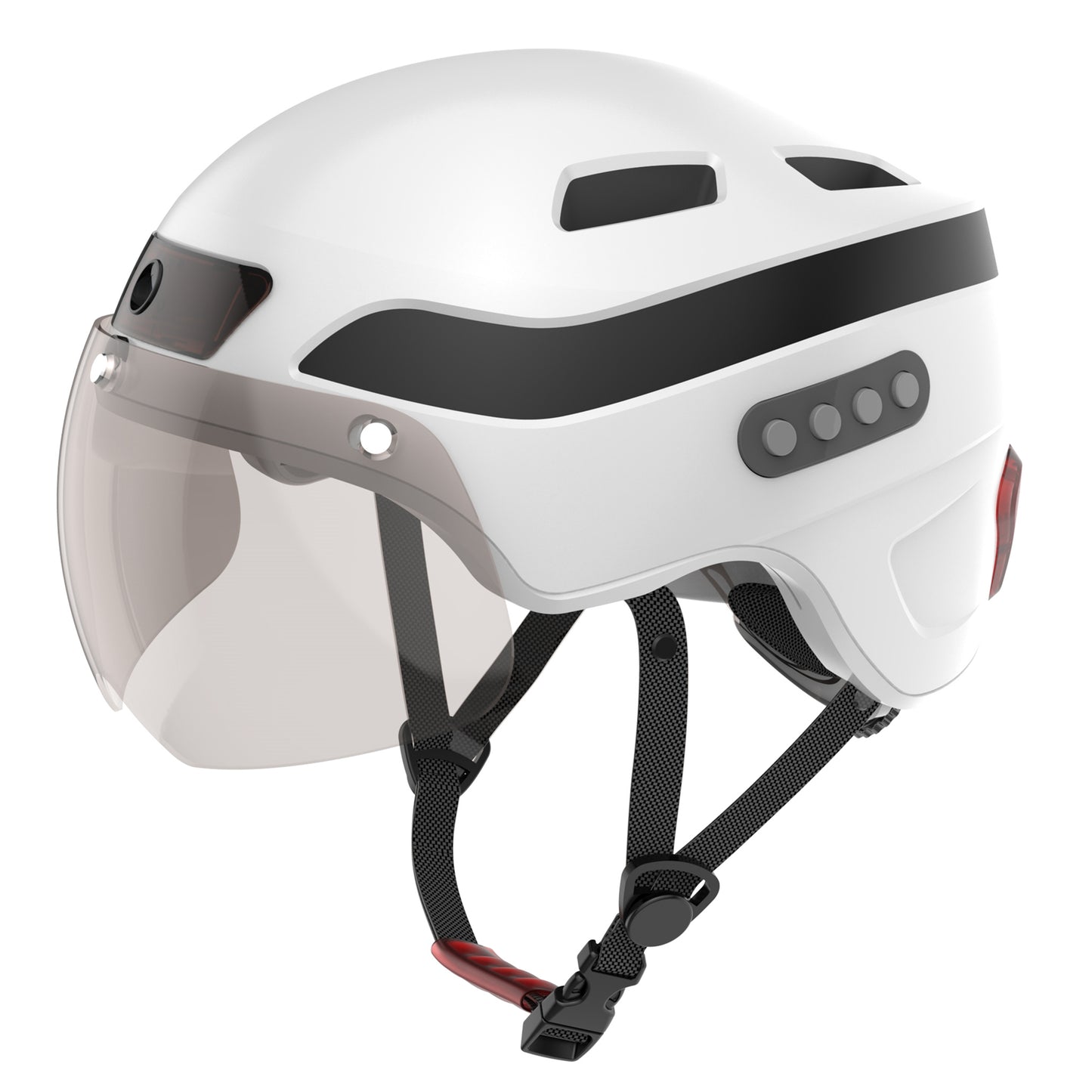 Cască inteligentă de apelare Bluetooth îmbunătățită cu cameră de înregistrare de conducere încorporată 1080P HD, vizor detașabil, lampă spate pentru semnalizare