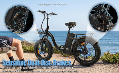 CMACEWHEEL Y20 PRO adjustable front suspension fork and sensitive disc brakes
