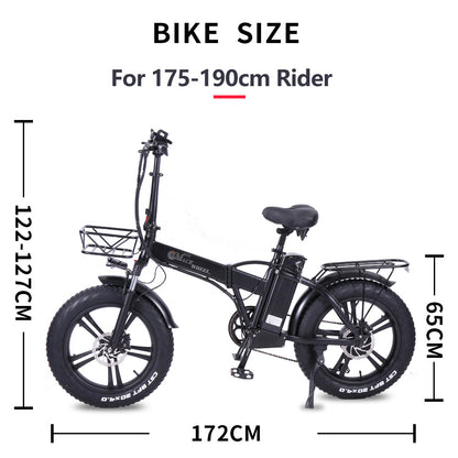 GW20-NEW 20 Inch Folding Electric Bike, Integrated Wheel, 48V 750W (ang.). Fat Tire Bicycle 30-45m/h Speed