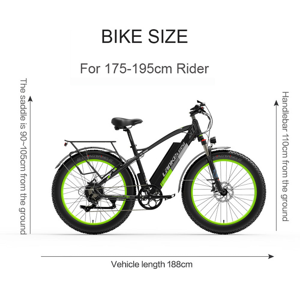 Lankeleisi XC4000 1000W 48V 17.5Ah Electric Bike, 26 Inch Snow Bike Fat Tire Bicycle, Front & Rear Hydraulic. Brak