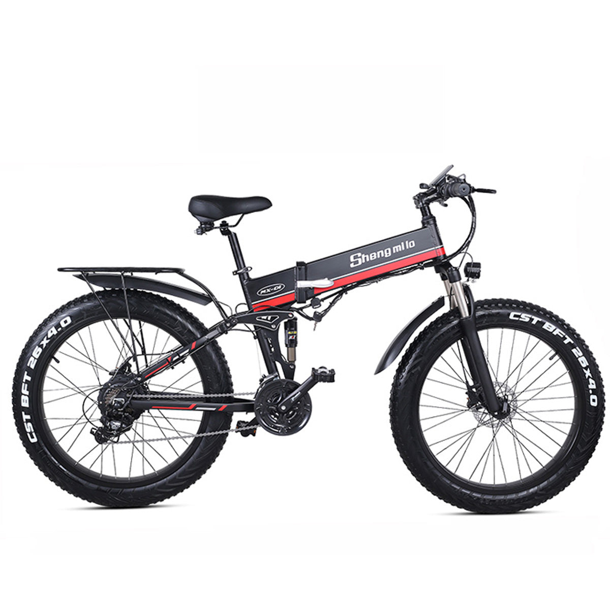 MX01 Bicicletă electrică pliabilă de 26 inchi, motor puternic de 48 V 1000 W, bicicletă de munte Fat Bike, bicicletă de zăpadă cu asistare la pedală cu 5 niveluri