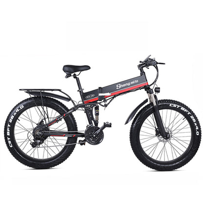 MX01 Bicicletă electrică pliabilă de 26 inchi, motor puternic de 48 V 1000 W, bicicletă de munte Fat Bike, bicicletă de zăpadă cu asistare la pedală cu 5 niveluri