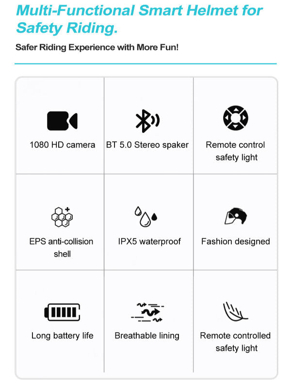 Cască inteligentă pentru apeluri Bluetooth cu cameră de înregistrare de conducere încorporată, vizor detașabil, lampă spate pentru semnalizare, pentru navetiști urban