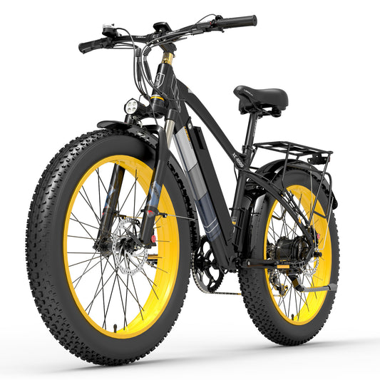 Lankeleisi XC4000 1000W 48V 17.5Ah Electric Bike, 26 Inch Snow Bike Fat Tire Bicycle, Front & Rear Hydraulic Disc Brake