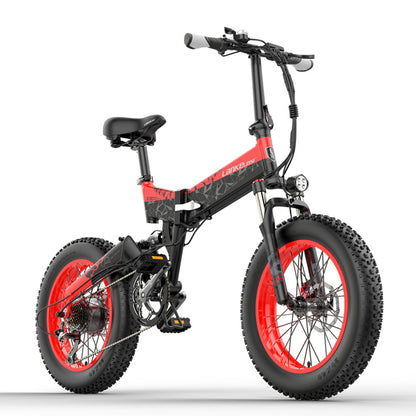 Lankeleisi X3000000 sztuk 1000W Folding E-bike 48V 14,5A/17.5A/1,5A Electric Bike Snow Bike 20 Inch Mountain Bike Front & Rear Full Suspension (ang.)