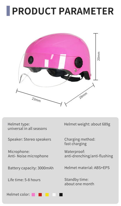 AI Smart Helmet with Front & Rear HD Built-in Camera, Bluetooth Calling and WIFI, Support Phone APP Live Check (ang.). Save and Share (ang.)