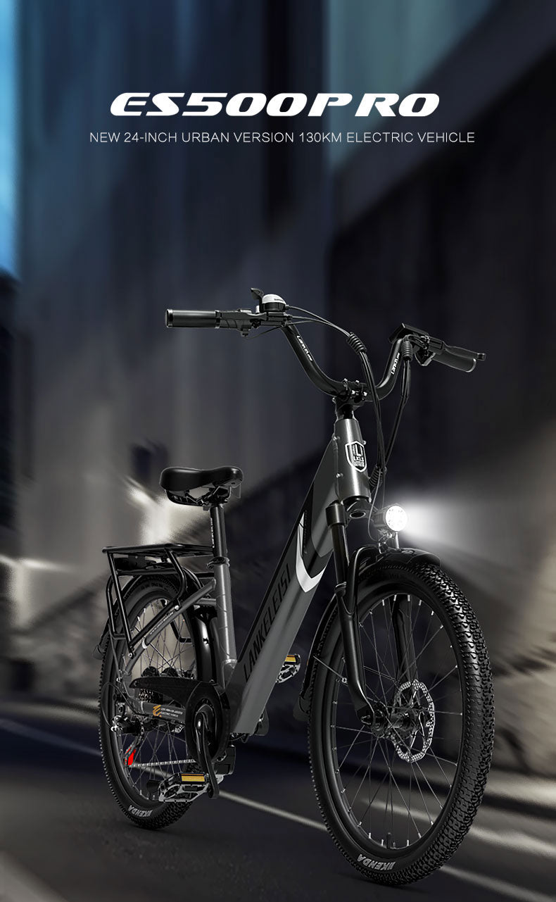 ES500 Pro 500W 48V 16Ah 130Km Rezistență 24 inci Motor fără perii Bicicletă electrică urbană Frâne cu două discuri 32 km/h Viteză maximă City Bik