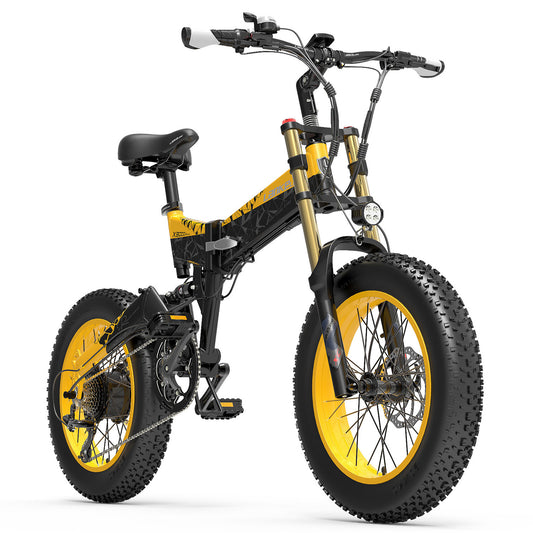 Lankeleis X3000 Folding Mountain Bike, 1000W Motor, Full Suspension, Upgraded Front Fork