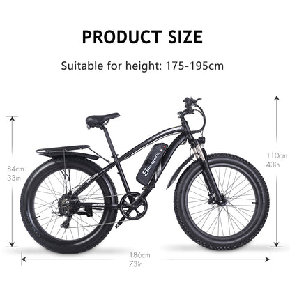 Shengmilo MX02S Bicicletă electrică de 26 inci 1000W Bicicleta de munte pentru bărbați Bicicletă de zăpadă 48V17Ah Baterie cu litiu 4.0 Anvelopă grasă E-bike Frână cu disc hidraulică