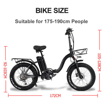 Y20 750W Folding Electric Bike, 20 Inch 4.0 Fat Tire Mountain Bike, 48V 15A/17A Lithium Battery, Speed Up to 45km/h