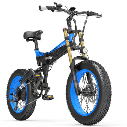 Furcă față Lankeleisi X3000plus Air 20 inch 4.0 Fat Tire Bicicletă de zăpadă, Bicicletă de munte pliabilă, Motor 1000 W, Suspensie completă, Furcă față îmbunătățită